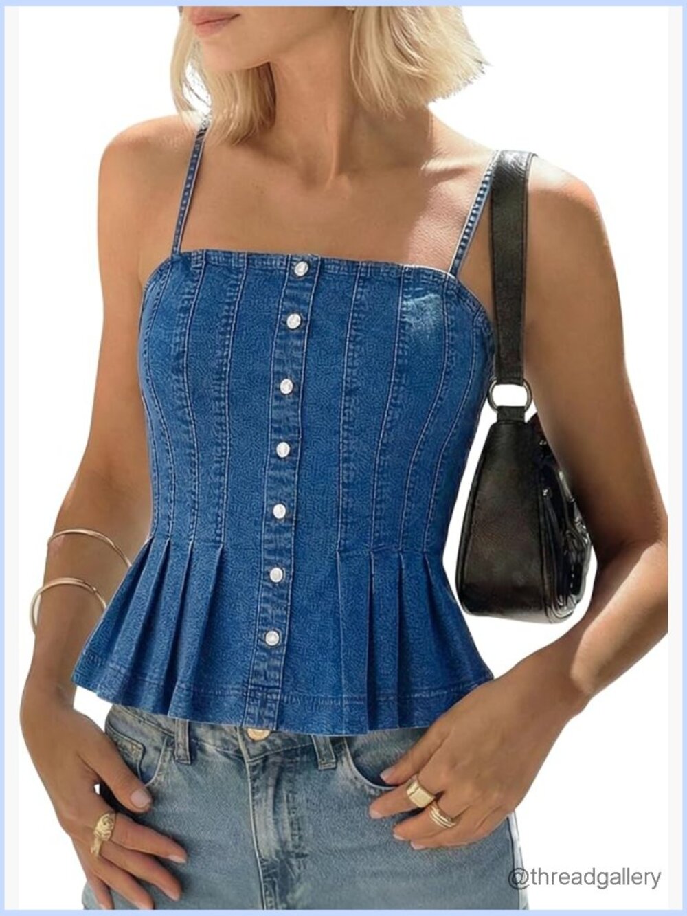 Sleeveless Denim Vest Top with Adjustable Straps